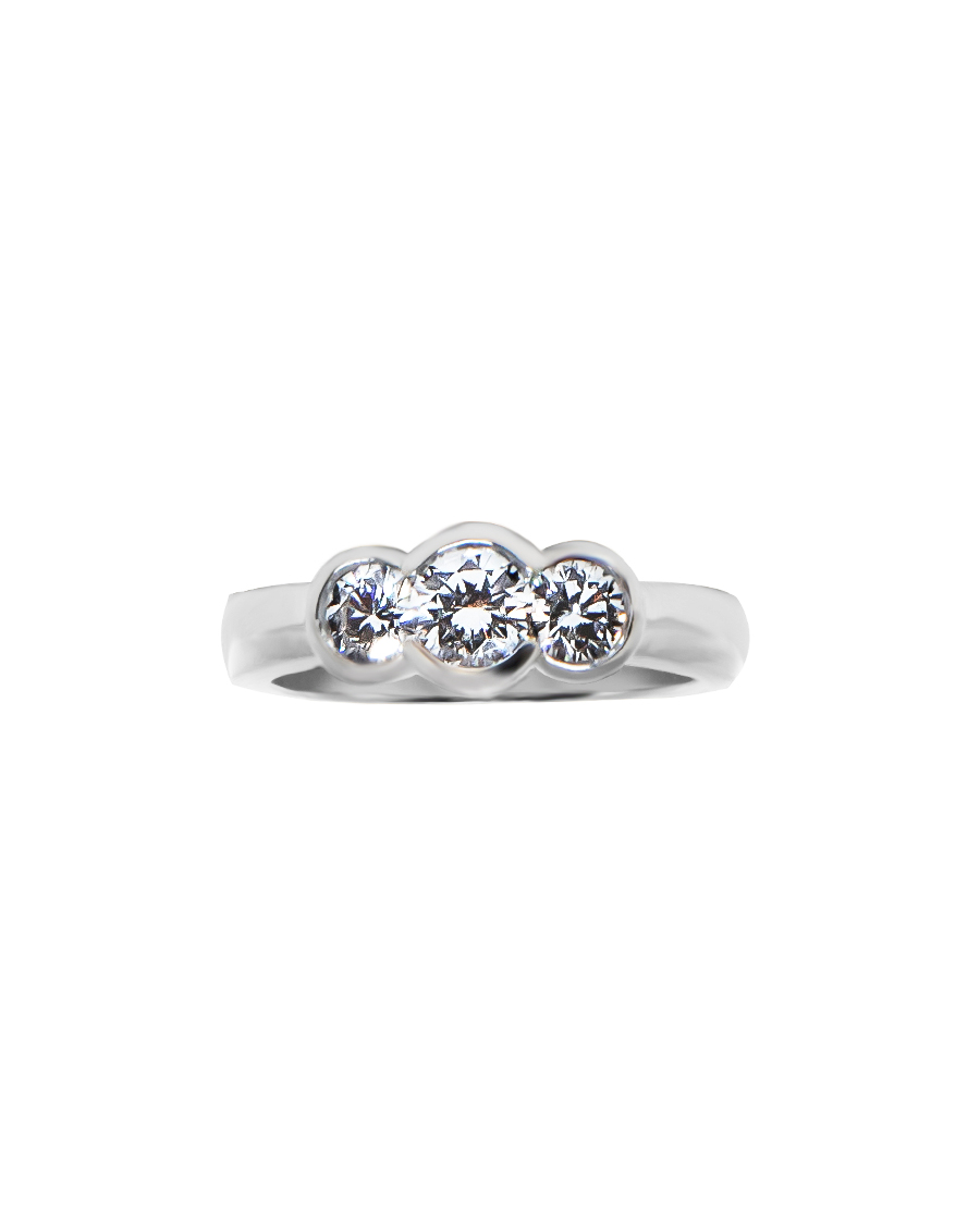 images Three Stone Bezel Set Engagement Ring