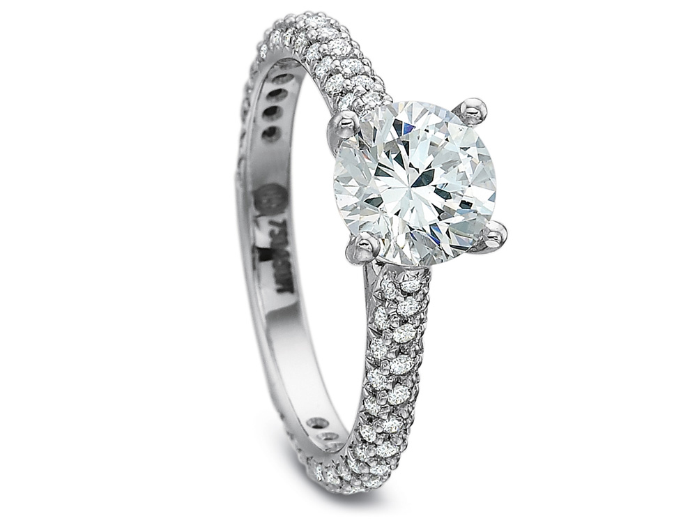 images Three Row Pave Diamond Engagement Ring