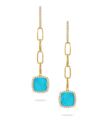 images Gold Turquoise Diamond Earrings