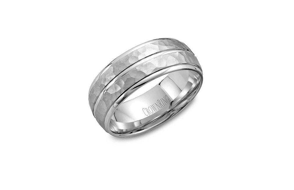 images Mens Hammer Finish Wedding Ring