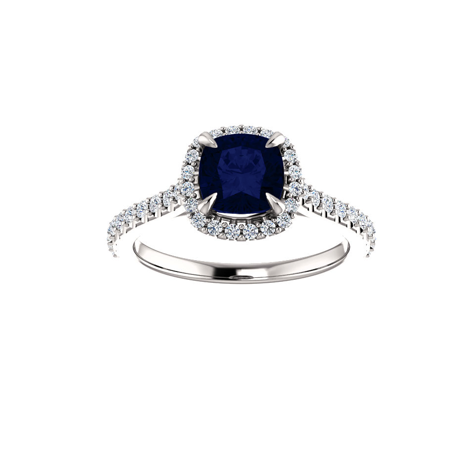 Cushion Halo Round Diamond Engagement Ring Setting