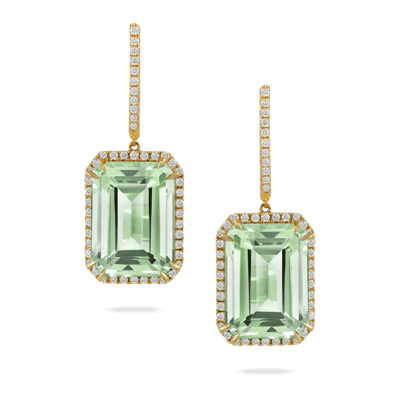 images Green Amethyst Diamond Earrings