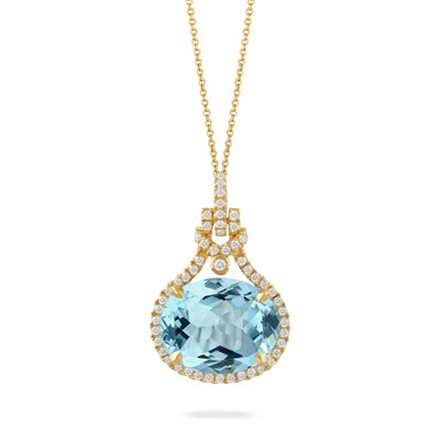 SKY BLUE TOPAZ Diamond Pendant