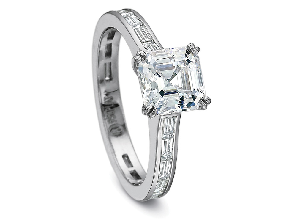 Princess Three Stone Engagement Ring Setting