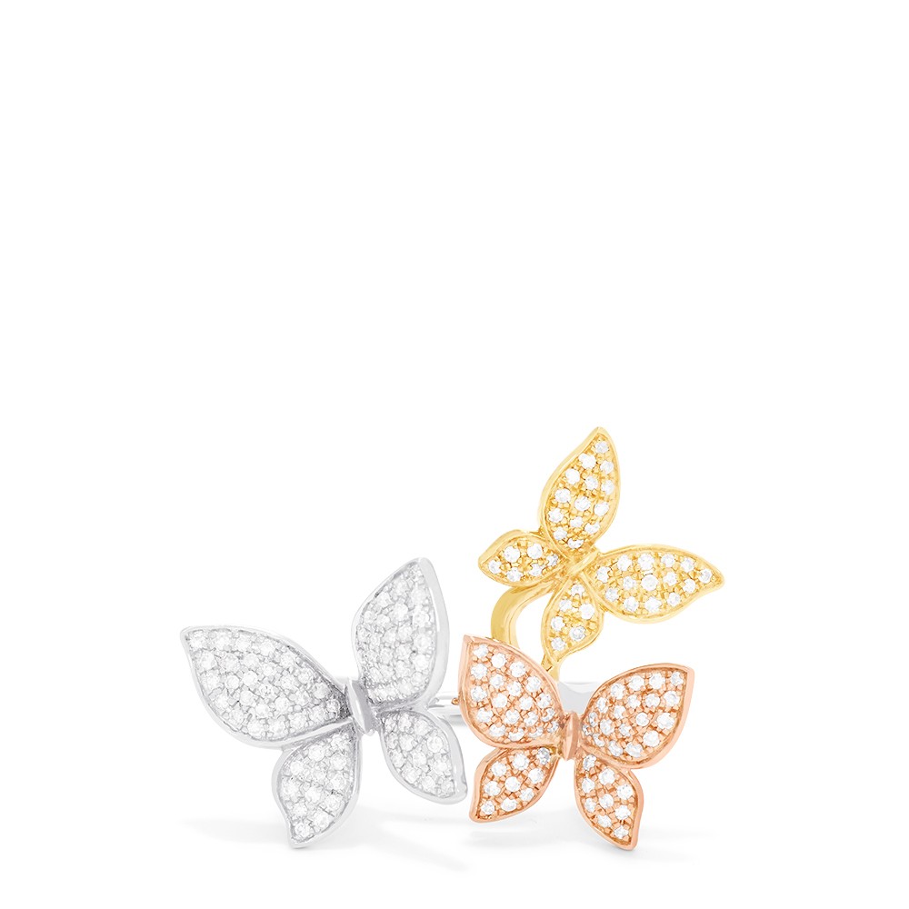 Duo butterfly rose gold ring