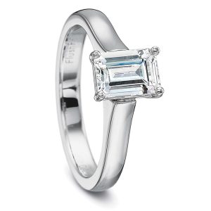 Emerald Solitaire Diamond Engagement Ring