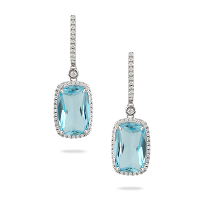 images Sky Blue Topaz Diamond Earrings