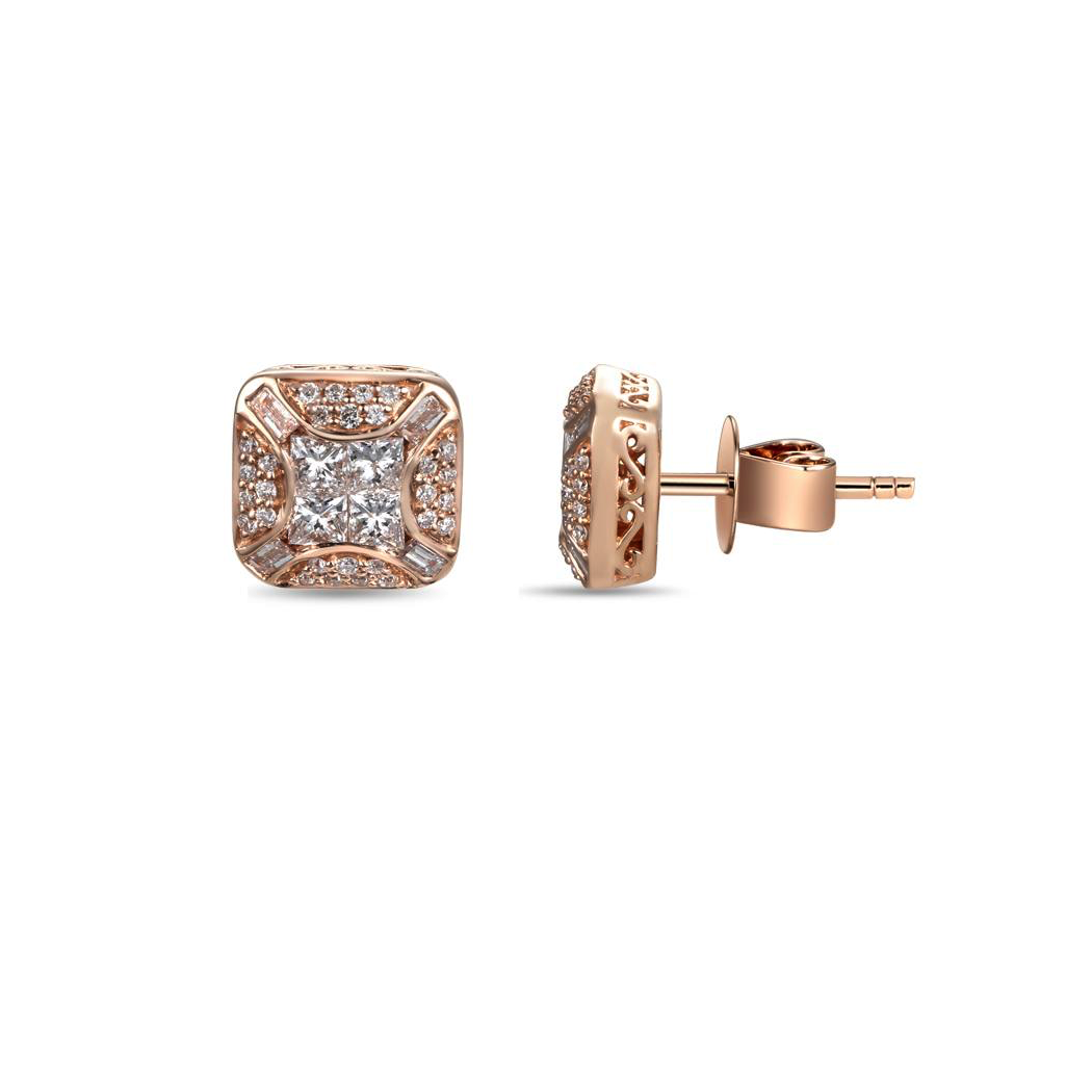 Emerald Diamond Stud Earrings