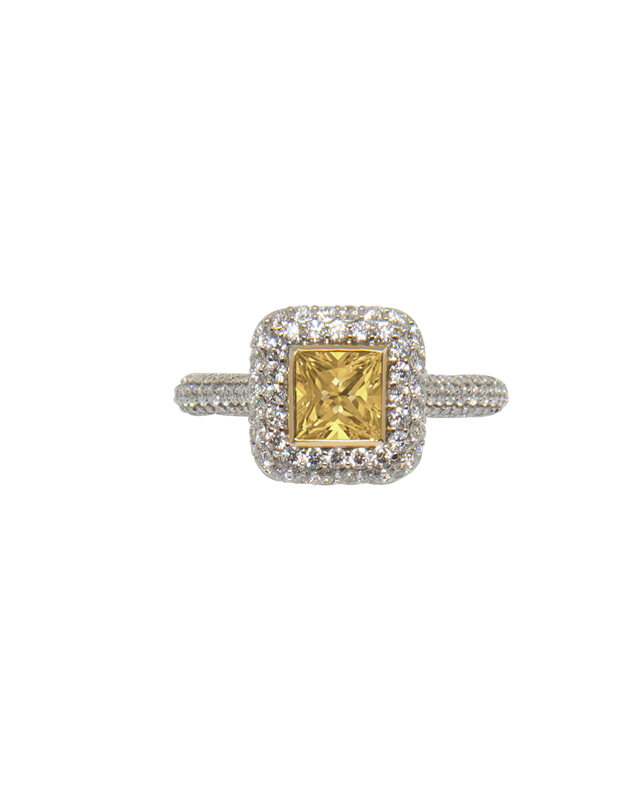 Spessarite Diamond Ring