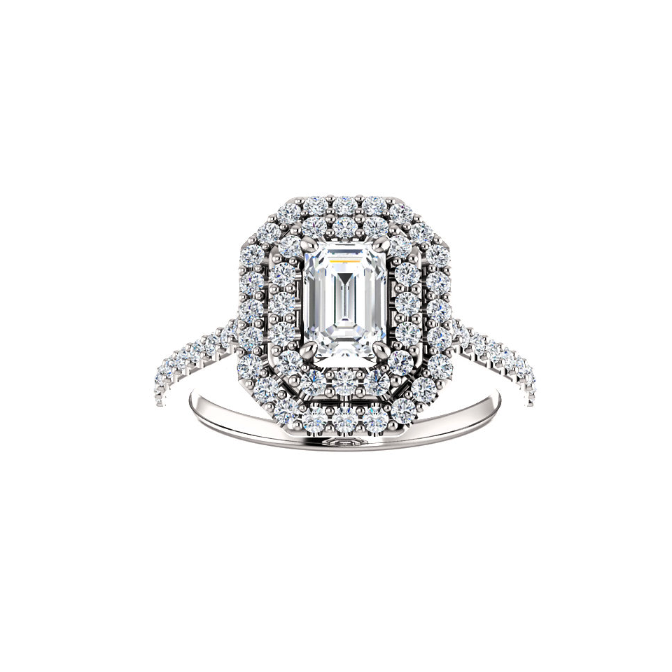 Emerald Double Halo Engagement Ring Setting