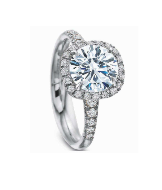 18kt White & Rose Gold Double Halo Cushion Engagement Ring Setting