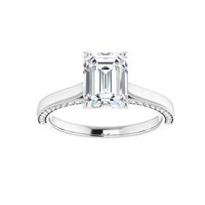 White Gold Emerald Diamond Engagement Ring