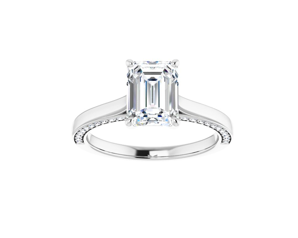 images White Gold Emerald Diamond Engagement Ring