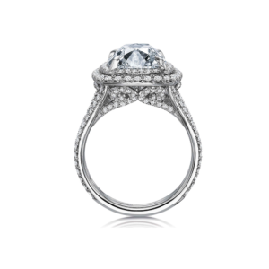 18kt White Gold Double Halo Cushion Engagement Ring Setting