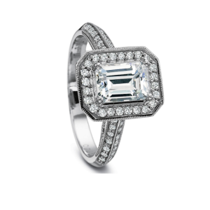 emerald diamond halo engagement ring
