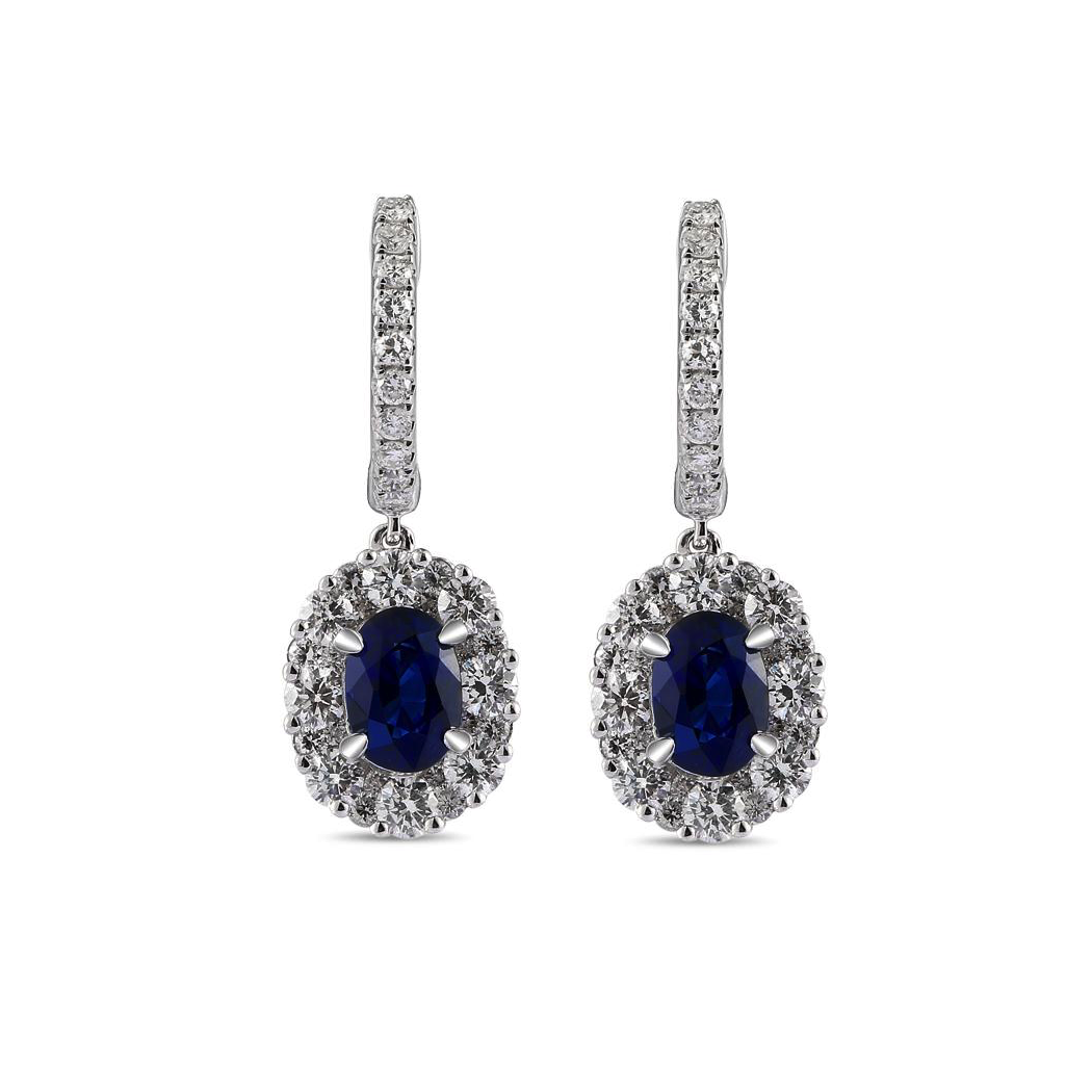 images sapphire diamond halo dangle earrings