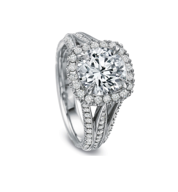Triple Band Halo Engagement Ring
