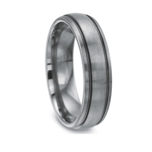 Men’s 6mm Wedding Band with Black Rhodium Grooves