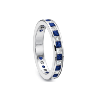 blue sapphire interlocking Diamond band