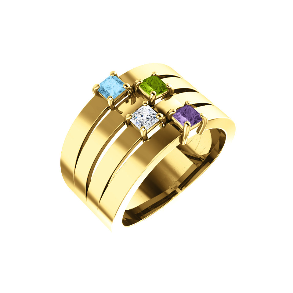 images Four Stone Family Ring
