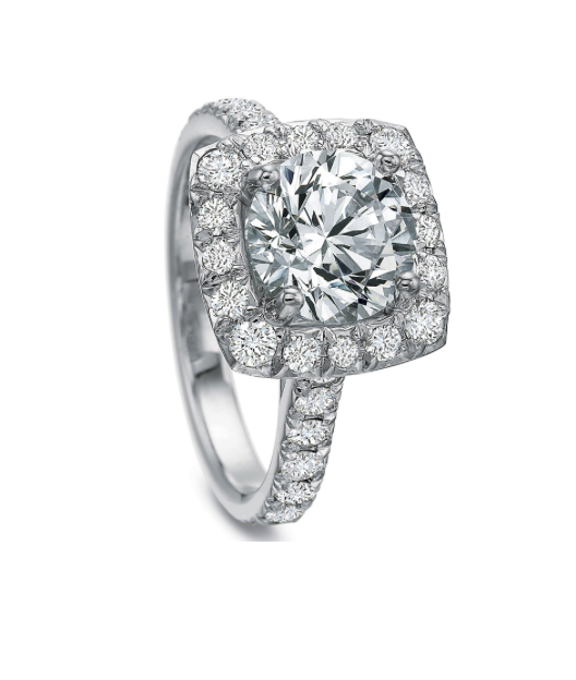 images Cushion Halo Round Diamond Ring Setting