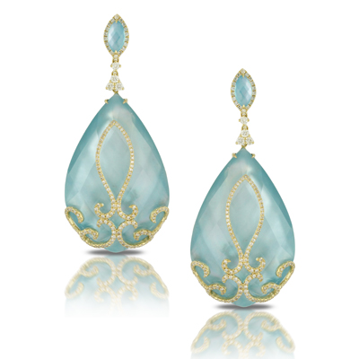 Green Agate Diamond Earrings