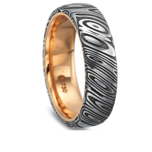 Men's Wood Grain Rose Gold Wedding Band