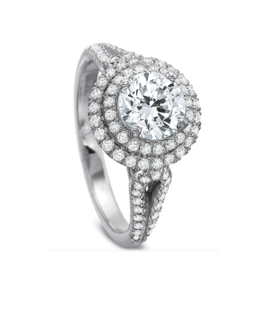 18kt white gold three stone oval diamond engagement ring