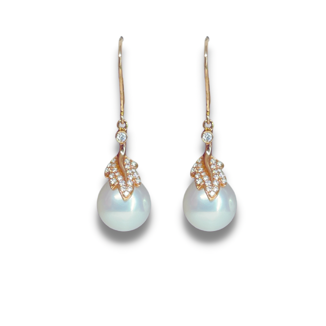 images Rose Gold South Sea Pearl Earrings