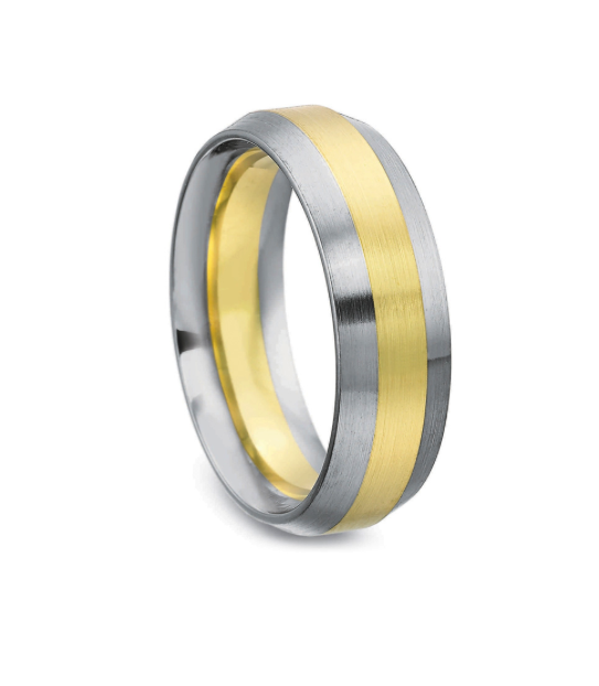 18k White and Rose Men's Wedding Band