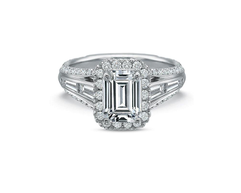18kt Cushion Halo Engagement Ring Setting