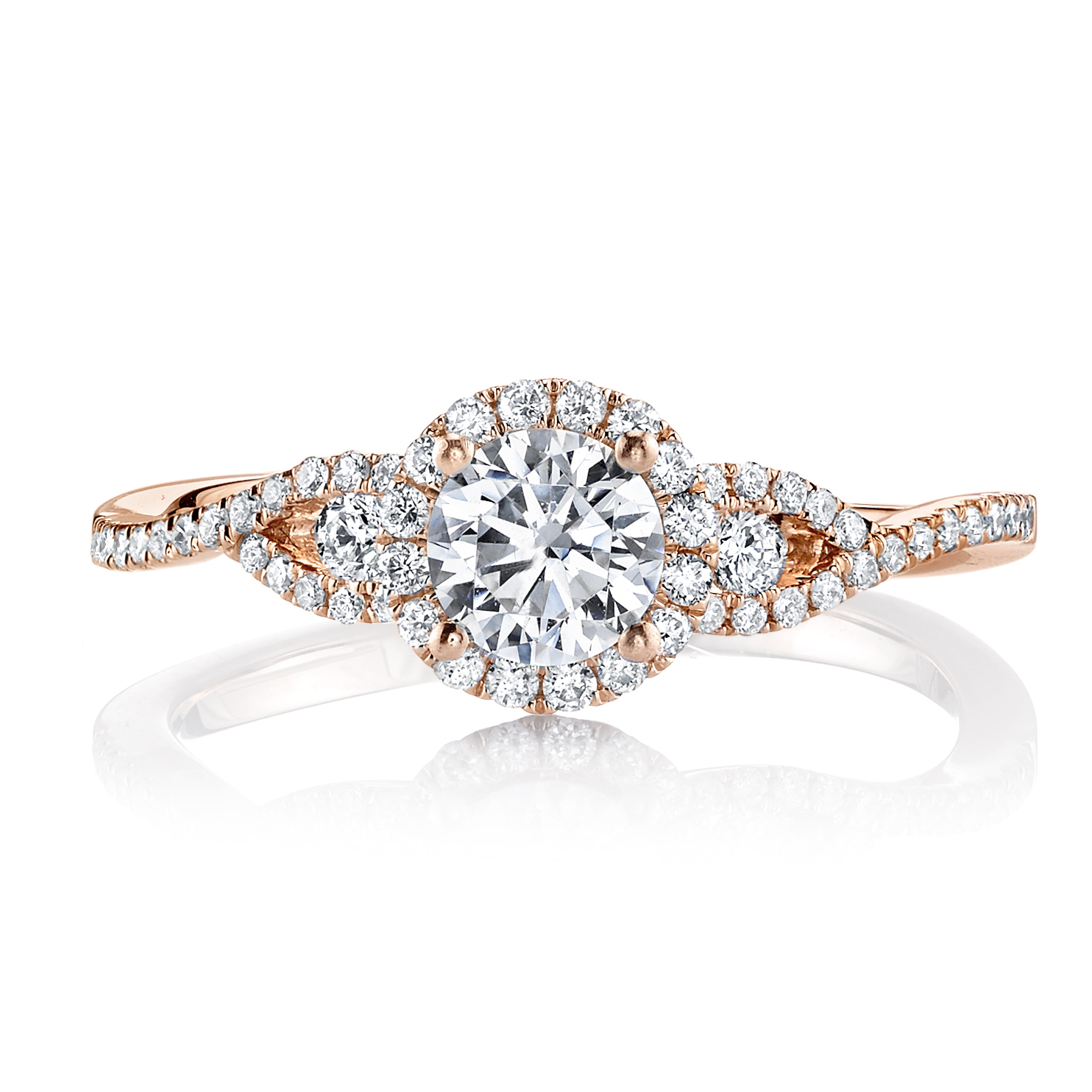 Sapphire Accent Stones Halo Engagement Ring