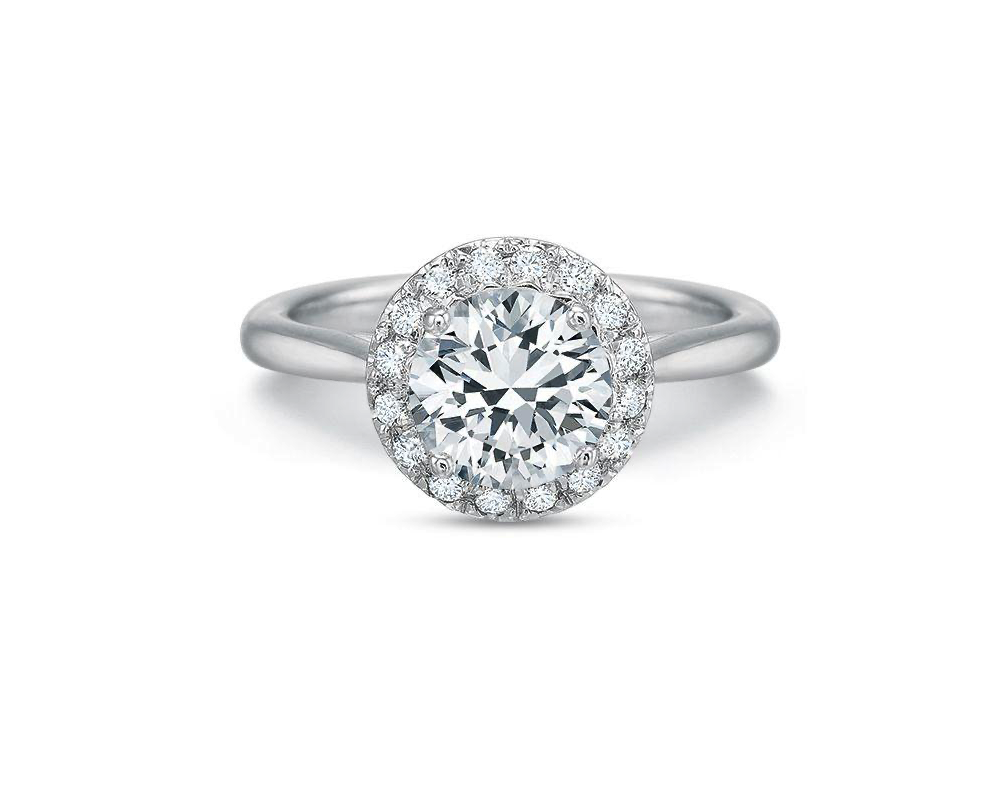Round Diamond Center Halo Engagement Ring
