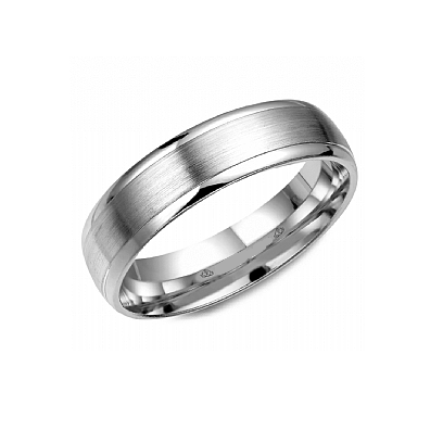 Link edged white gold wedding band