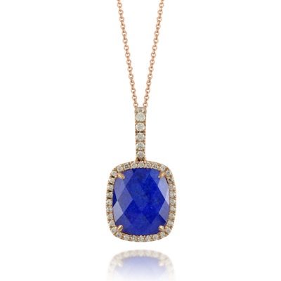 images Rose Gold Lapis Diamond Pendant