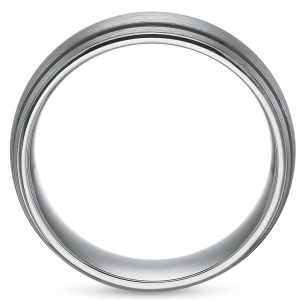 Men’s 6mm Wedding Band with Black Rhodium Grooves