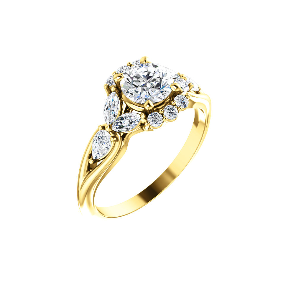 14kt yellow gold Halo diamond engagement ring
