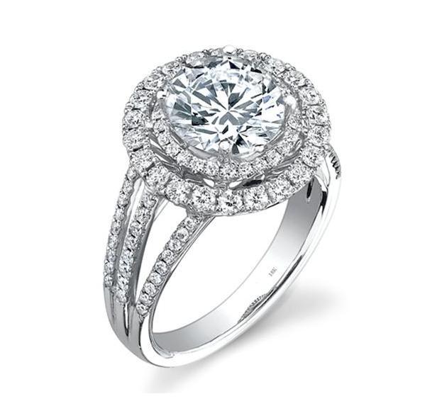 images Double Halo Diamond Engagement Ring Split Shank