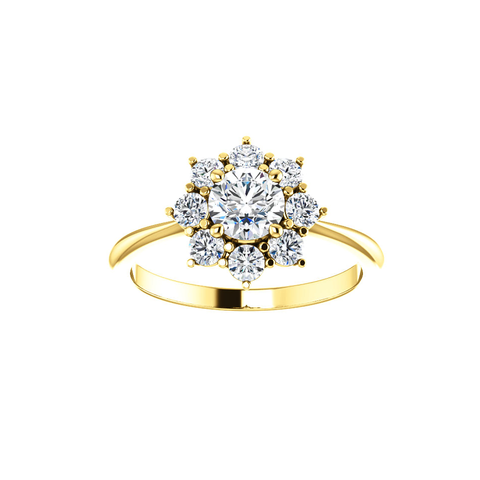 Oval Starburst Halo Engagement Ring Setting