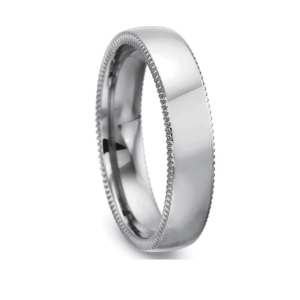 18kt White Gold Coin Edge Wedding Band