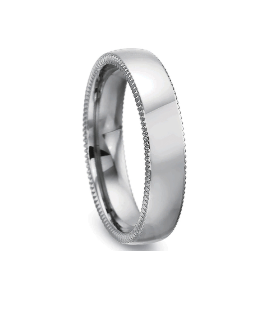 Mens contemporary green gold domed band
