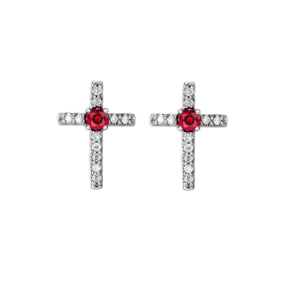 images Ruby Diamond Cross Earrings