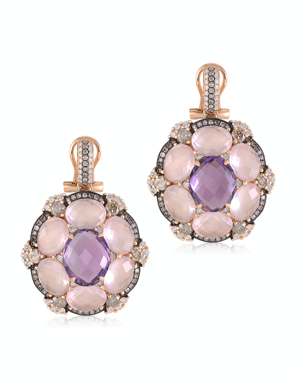Smokey Topaz Diamond Earrings
