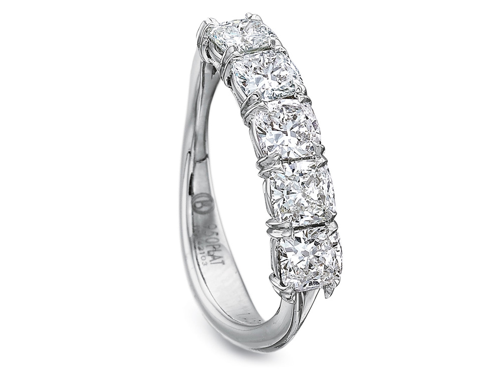 18kt yellow gold Five Row Diamond Band
