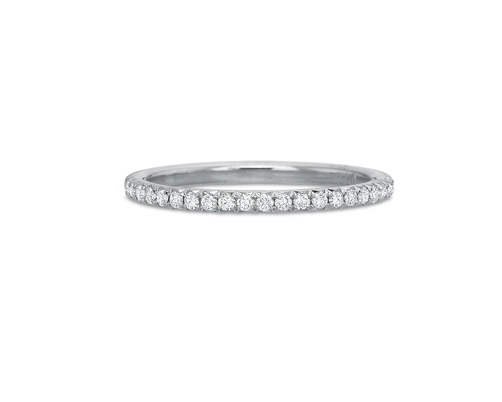 Three Rows Pave Diamond Wedding Band