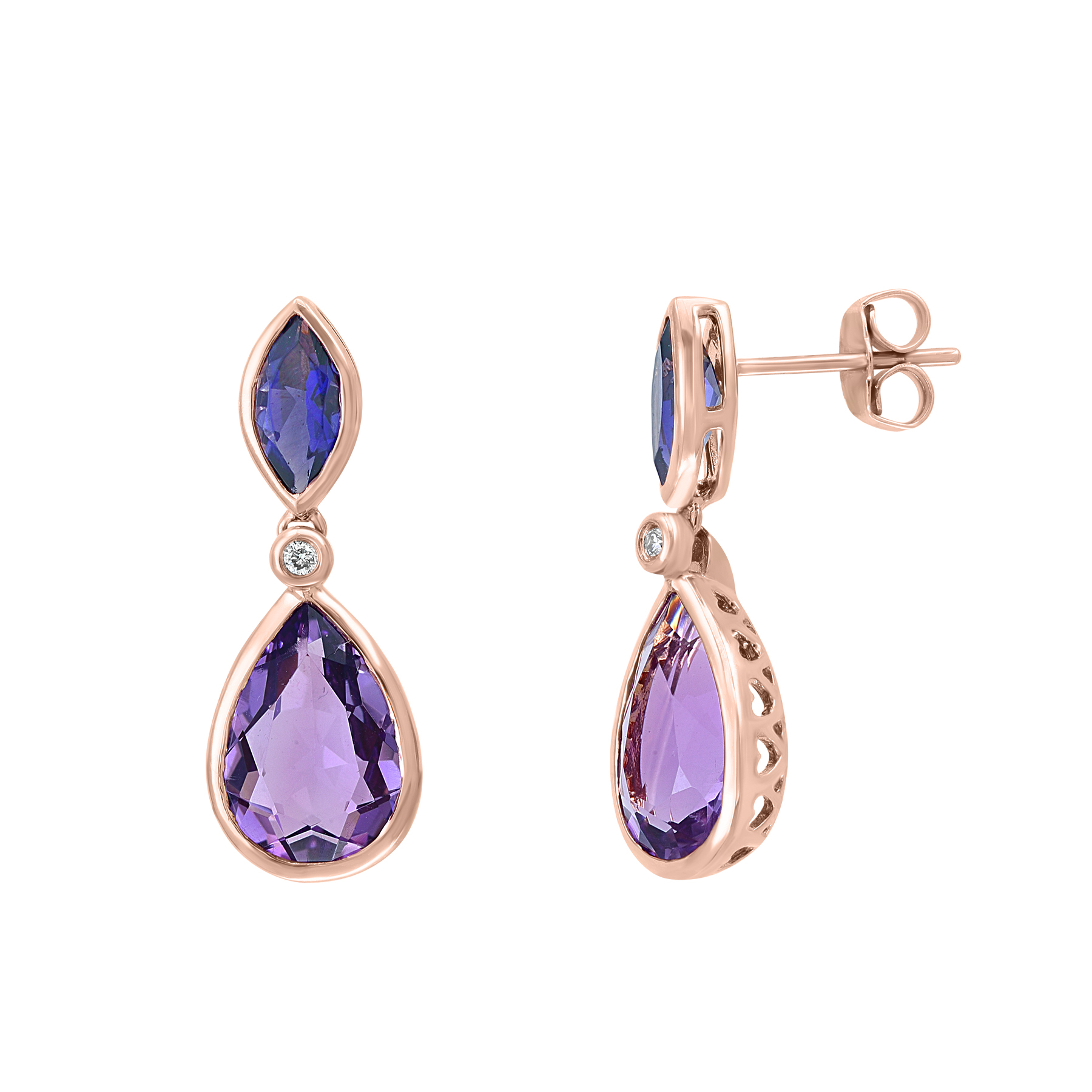 images 14kt Amethyst Diamond Earrings