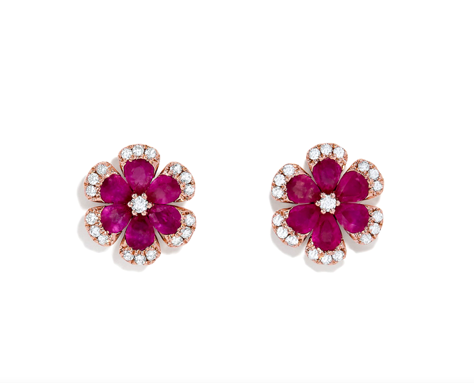 images Ruby Diamond Flower Earrings
