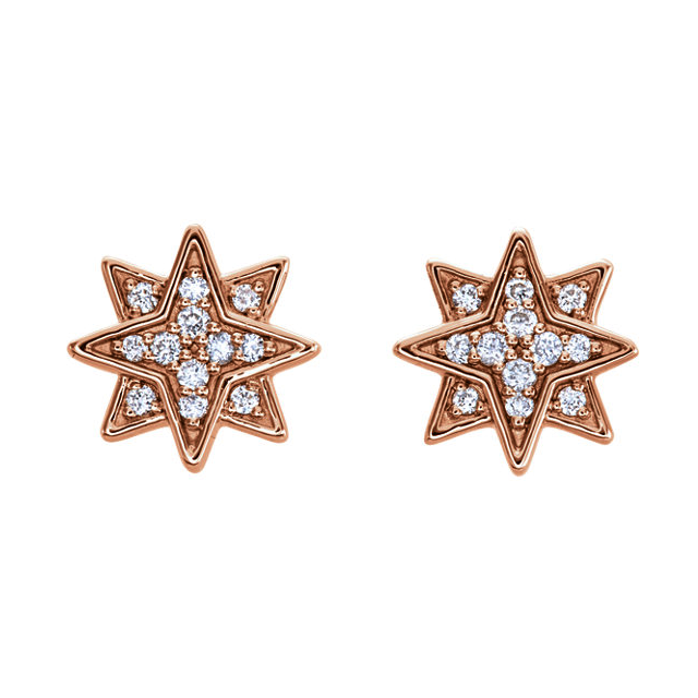 images 14kt rose gold Diamond Star Earrings