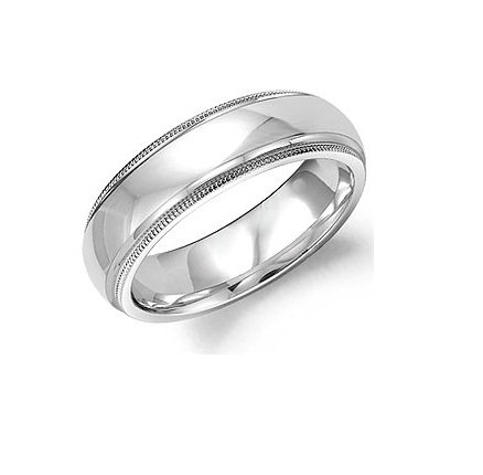High Polish White Gold Menâ€™S Diamond Wedding Band