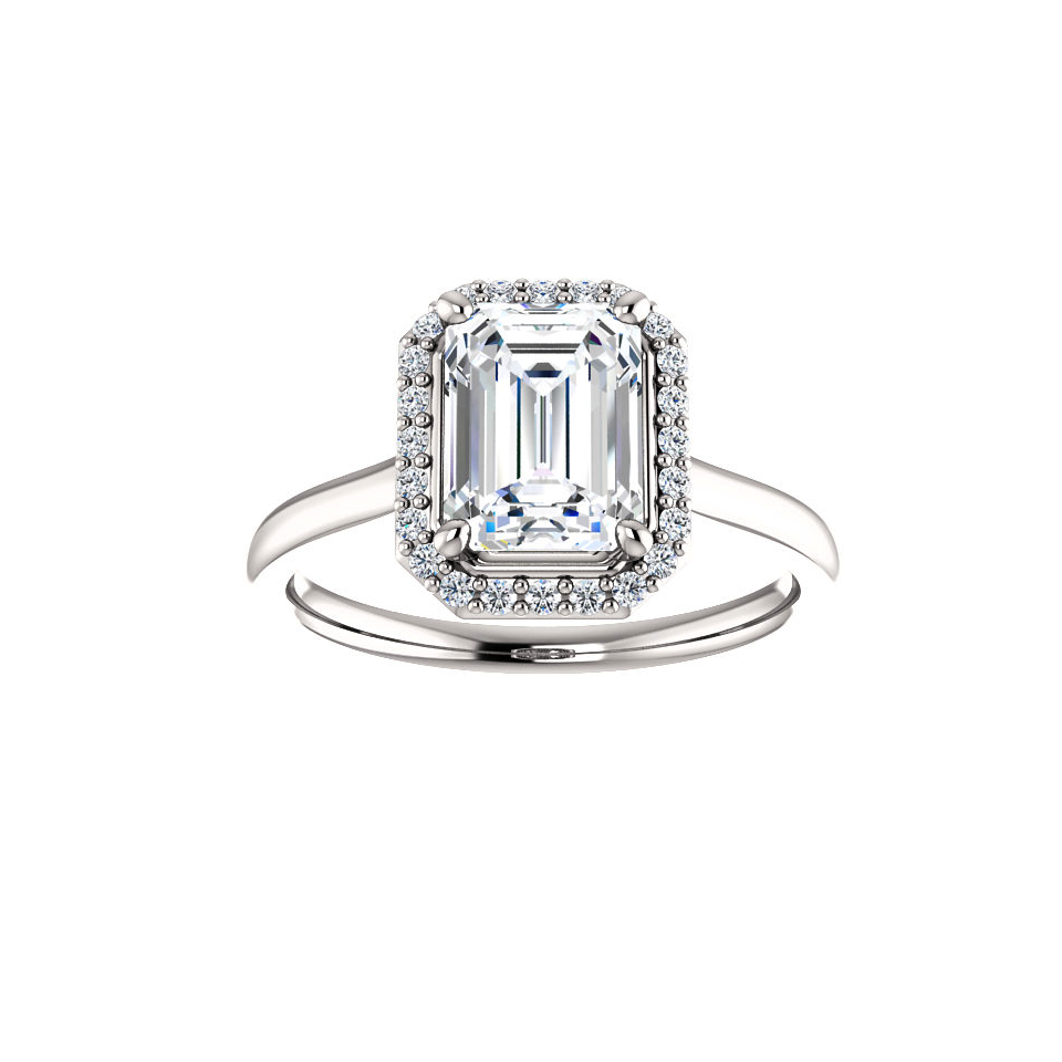 Emerald Cut Halo Style Engagement Ring